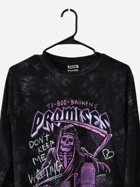 Broken Promises Black Tie-Dye Graphic Tee with Purple/Pink Print